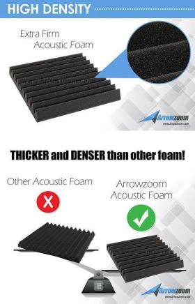 Arrowzoom Acoustic Panels Sound Absorption Studio Soundproof Foam - Pyramid Tiles - 50 x 50 x 5 cm